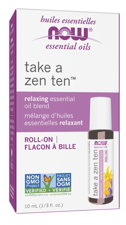 NOW Essential Oils, Take A Zen Ten™  Relaxing Roll On, 10 mL