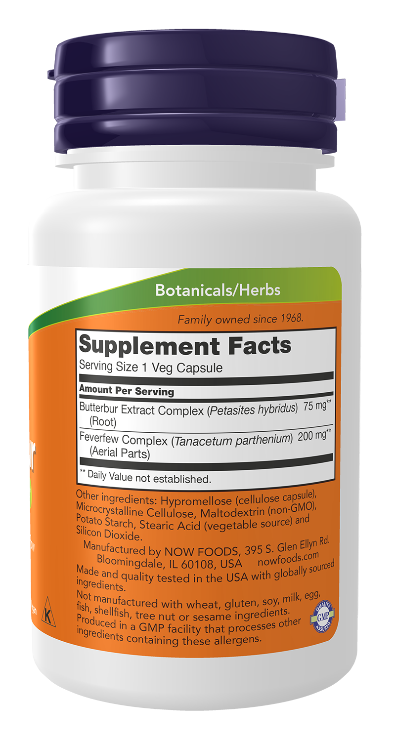 NOW Supplements, Butterbur with Feverfew, Neurological Support*, 60 Veg Cap