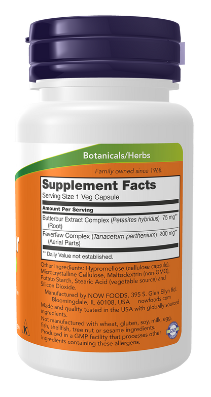 NOW Supplements, Butterbur with Feverfew, Neurological Support*, 60 Veg Cap