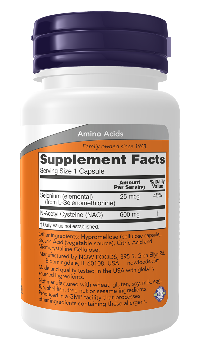 NOW Supplements, NAC (N-Acetyl Cysteine) 600 mg with Selenium 30 Capsules