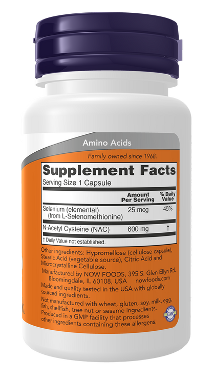 NOW Supplements, NAC (N-Acetyl Cysteine) 600 mg with Selenium 30 Capsules