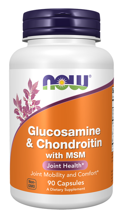 NOW Supplements, Glucosamine & Chondroitin with MSM, 90 Veg Caps
