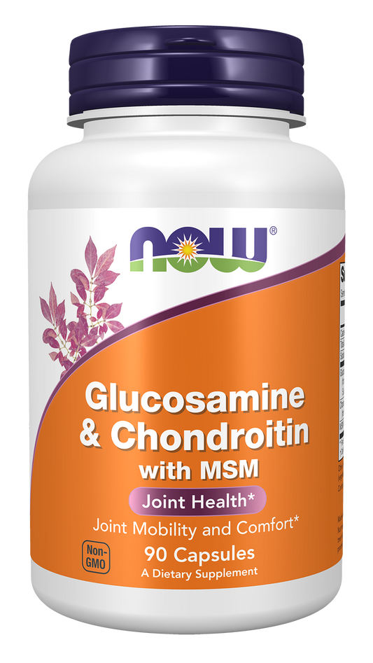 NOW Supplements, Glucosamine & Chondroitin with MSM, 90 Veg Caps