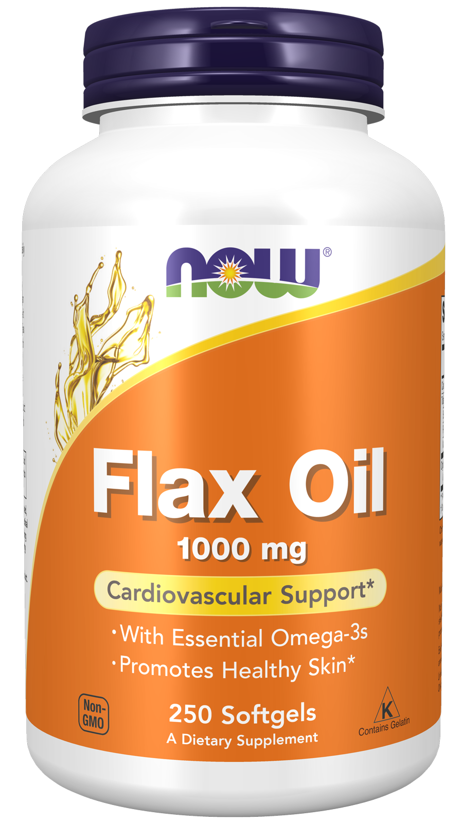 NOW Supplements, Flax Oil 1,000 mg, Cardiovascular Support*, 250 Softgels
