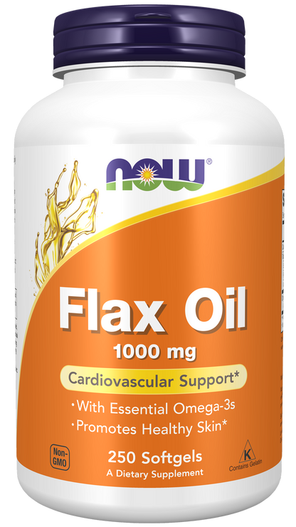 NOW Supplements, Flax Oil 1,000 mg, Cardiovascular Support*, 250 Softgels