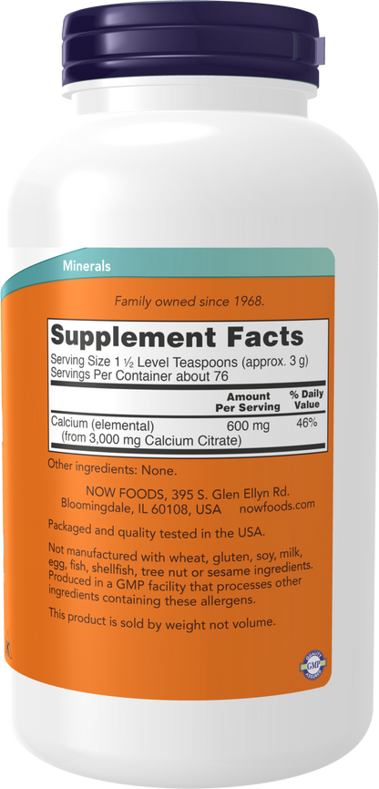 NOW Supplements, Calcium Citrate Powder, Supports Bone Health*, 8 oz