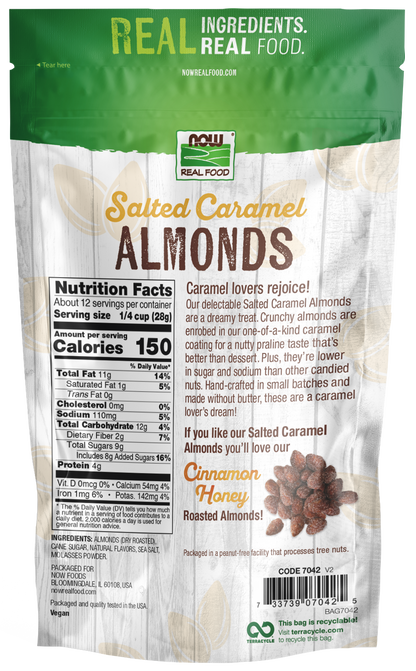 NOW Foods, Salted Caramel Almonds, Dry Roasted, 12 oz