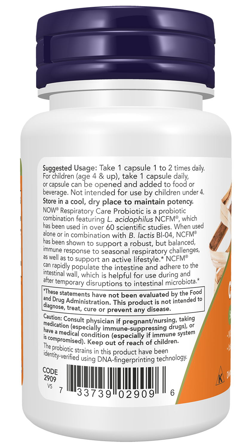 NOW Supplements, Respiratory Care Probiotic, w/ NCFM® & BI-04, 60 Veg Caps