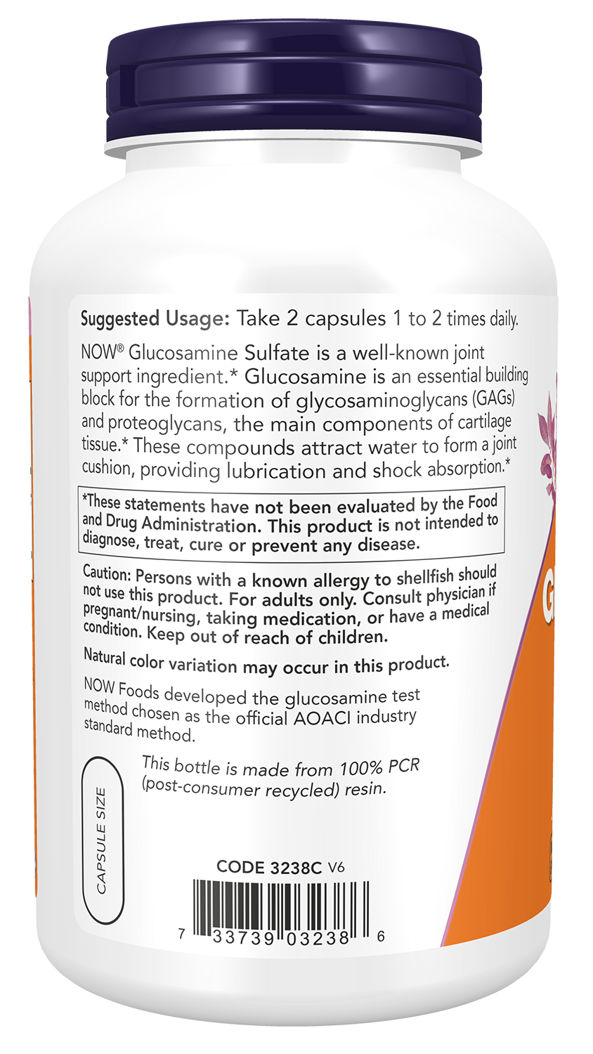 NOW Supplements, Glucosamine Sulfate 750 mg, 240 Veg Capsules