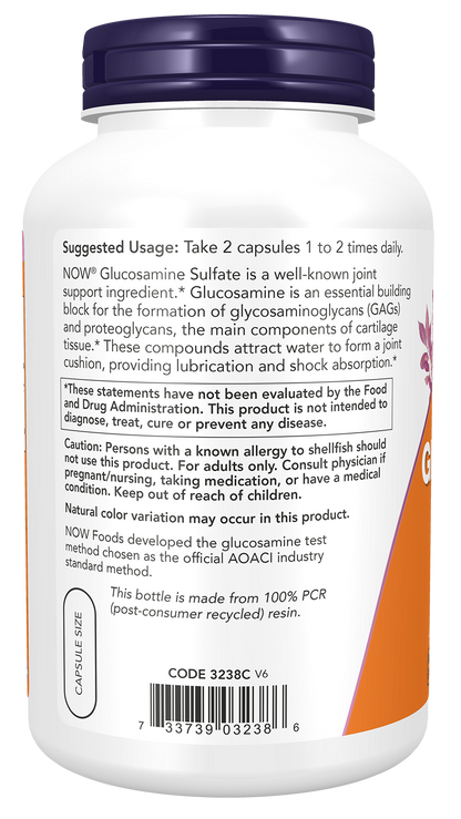 NOW Supplements, Glucosamine Sulfate 750 mg, 240 Veg Capsules