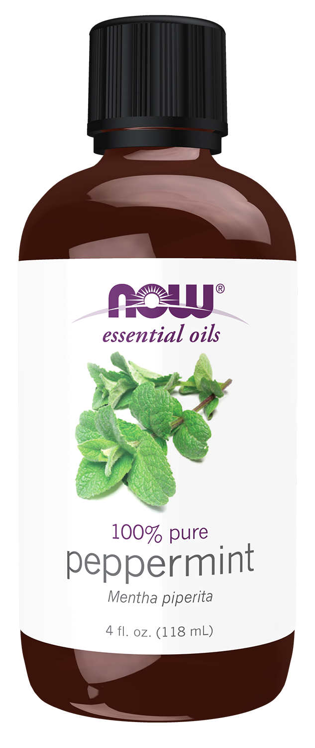 NOW Essential Oils, Peppermint Oil, Steam Distilled, Undiluted, 4 fl. oz