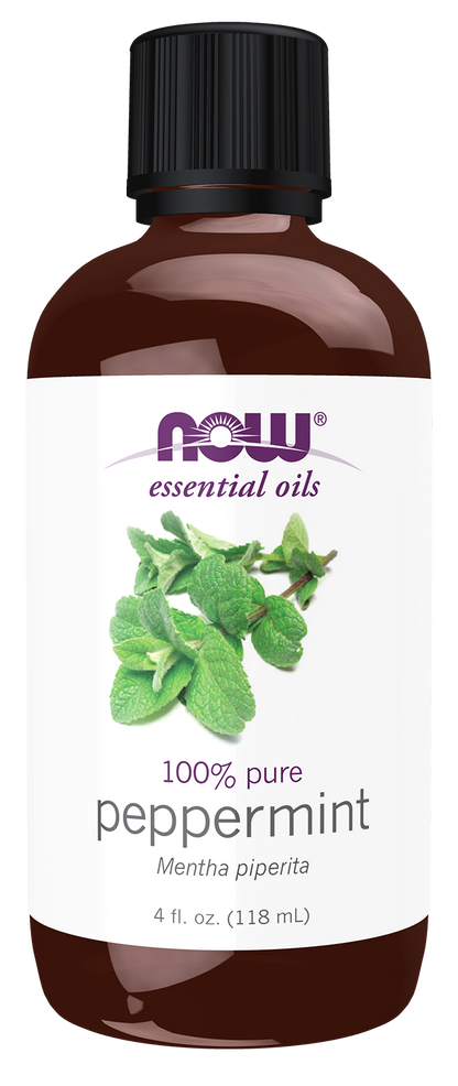 NOW Essential Oils, Peppermint Oil, Steam Distilled, Undiluted, 4 fl. oz