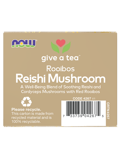 NOW Give a Tea® Rooibos Reishi Mushroom Tea, Caffeine-Free, 24 bags