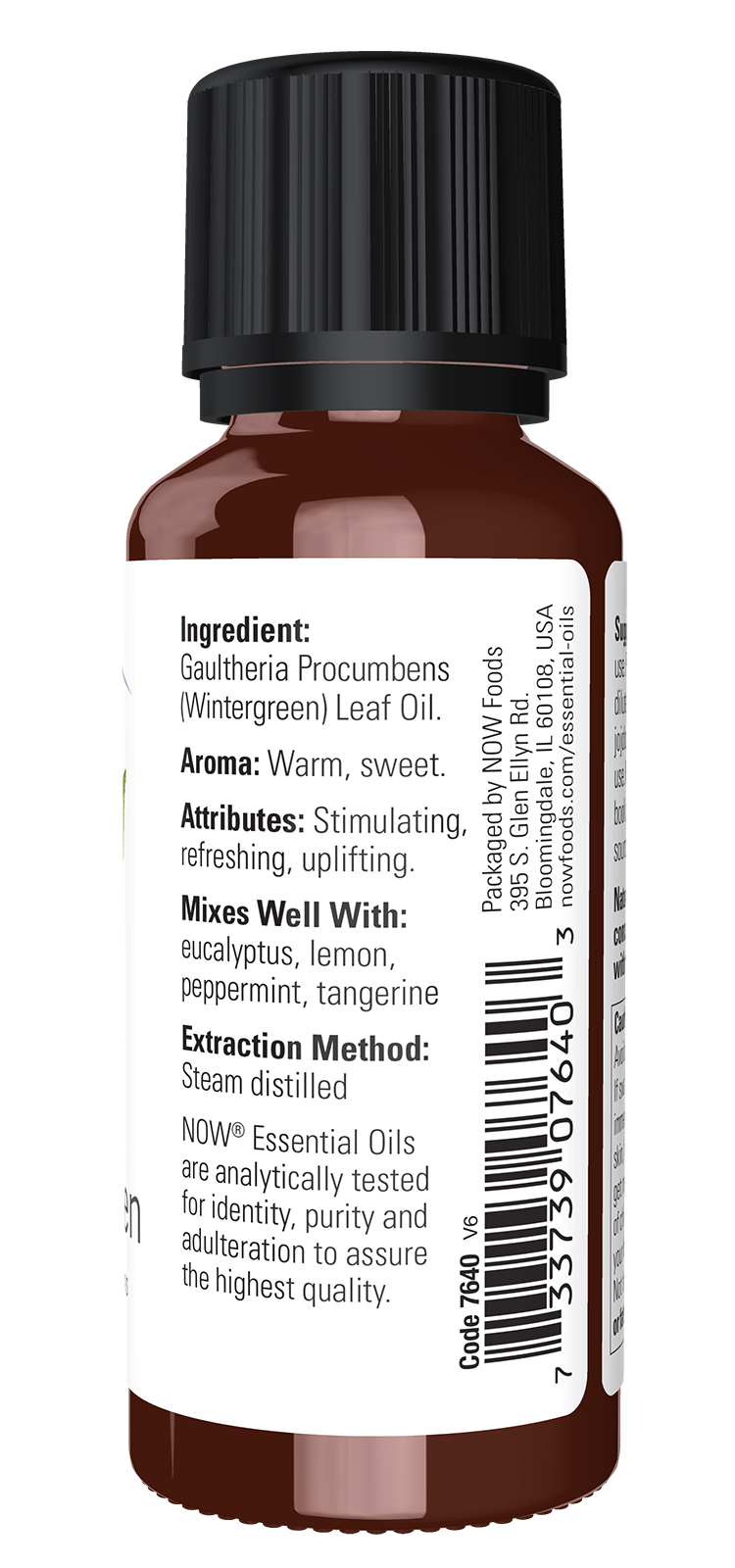 NOW Essential Oils, Wintergreen Oil, Steam Distilled, Undiluted, 1 fl. oz