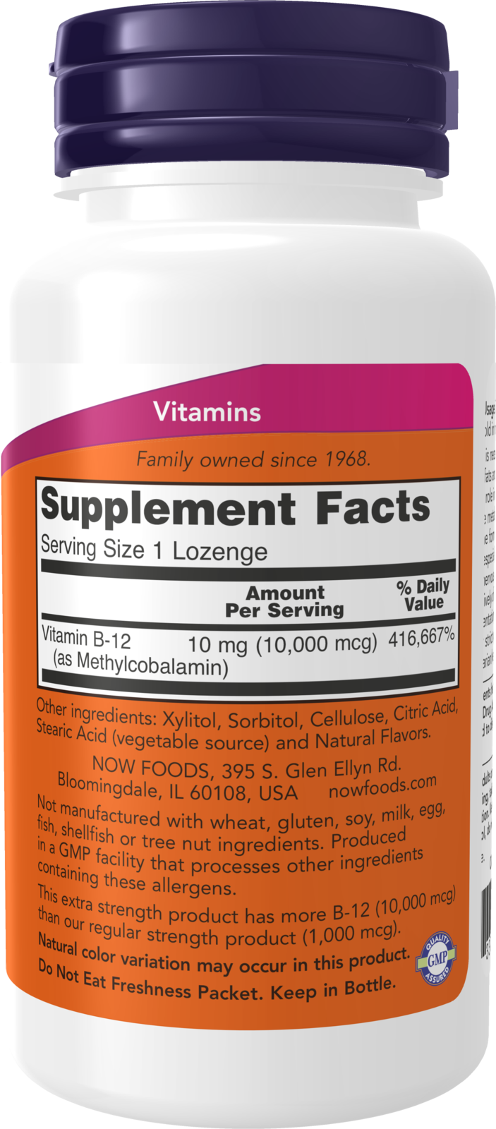 NOW Supplements, Methyl B-12 10000 mcg, Nervous System Health*, 60 Lozenges