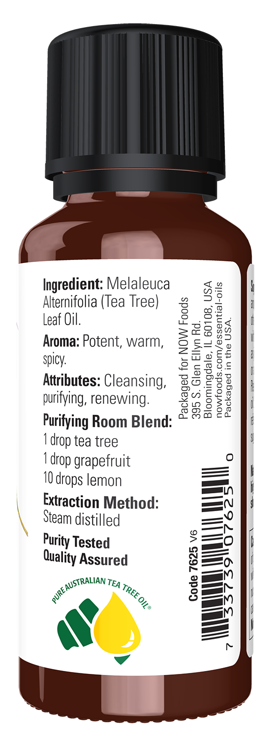 NOW Essential Oils, Tea Tree Oil, Undiluted, Steam Distilled, 1 fl. oz