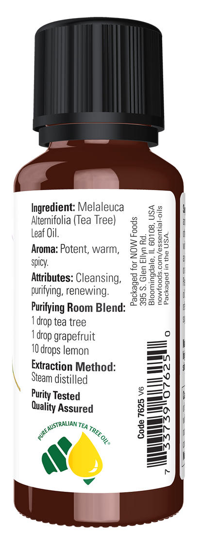 NOW Essential Oils, Tea Tree Oil, Undiluted, Steam Distilled, 1 fl. oz