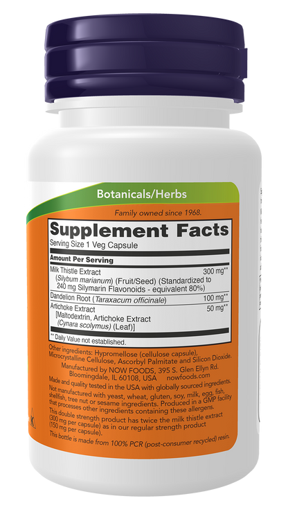 NOW Supplements, Milk Thistle Extract 300 mg Silymarin 240 mg, 50 Veg Caps