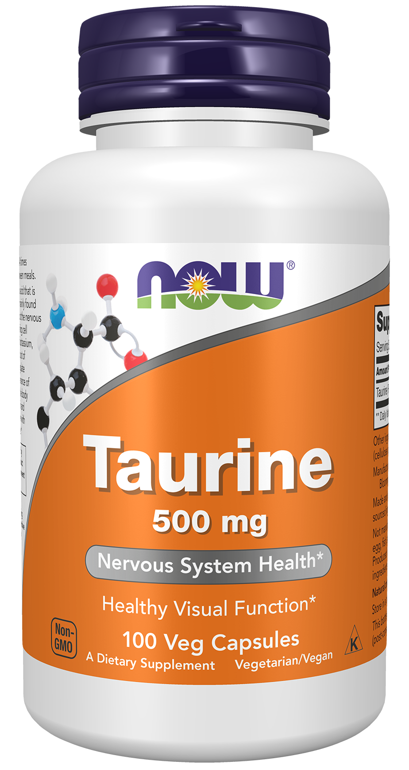 NOW Supplements, Taurine 500 mg, Amino Acid, 100 Veg Caps