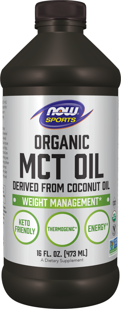 NOW Sports, Organic MCT Oil 14 g, Plastic Bottle,16 fl. oz