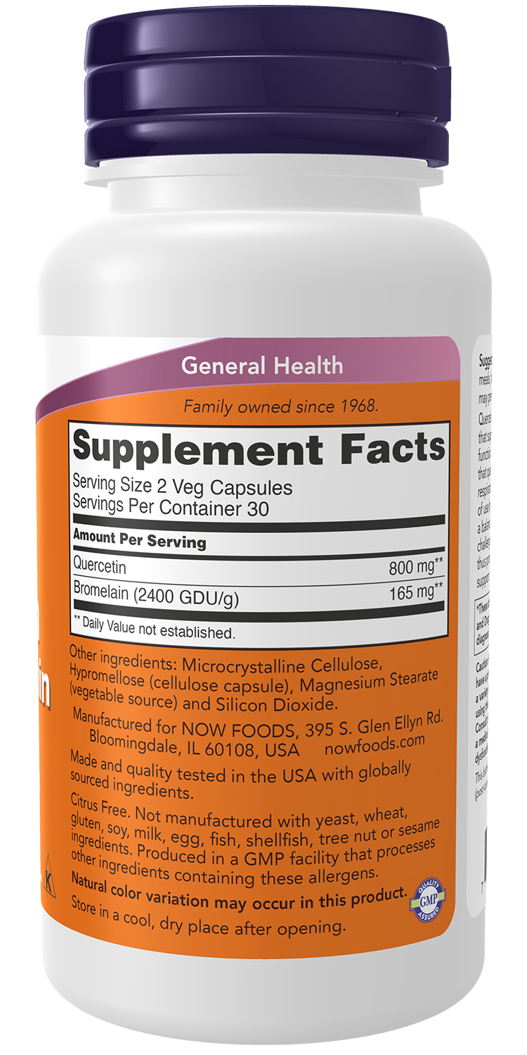 NOW Supplements, Quercetin with Bromelain, 60 Veg Caps