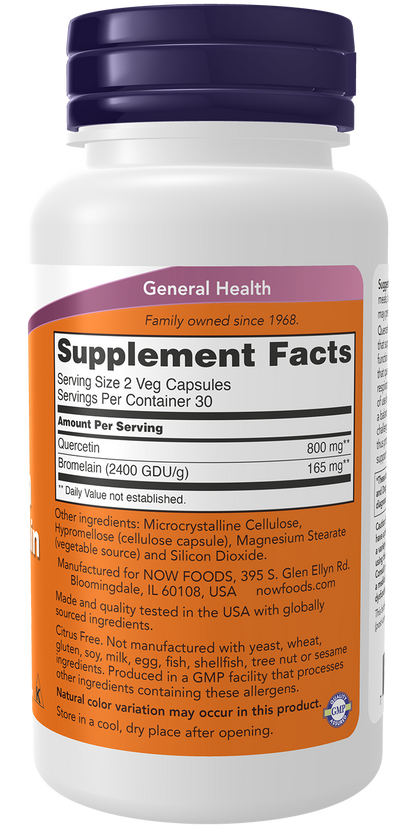 NOW Supplements, Quercetin with Bromelain, 60 Veg Caps