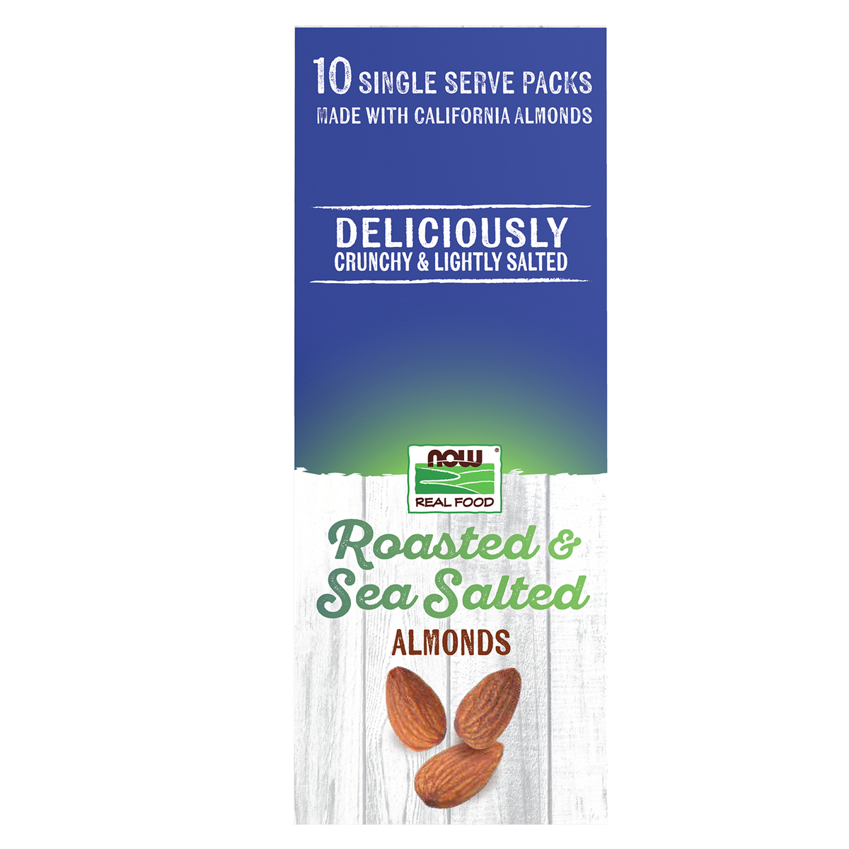 NOW Foods, Almonds, Roasted Sea Salted, Protein & Fiber, 10 Single Packets