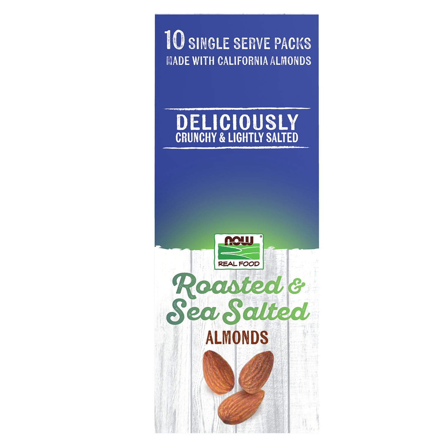NOW Foods, Almonds, Roasted Sea Salted, Protein & Fiber, 10 Single Packets