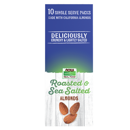 NOW Foods, Almonds, Roasted Sea Salted, Protein & Fiber, 10 Single Packets