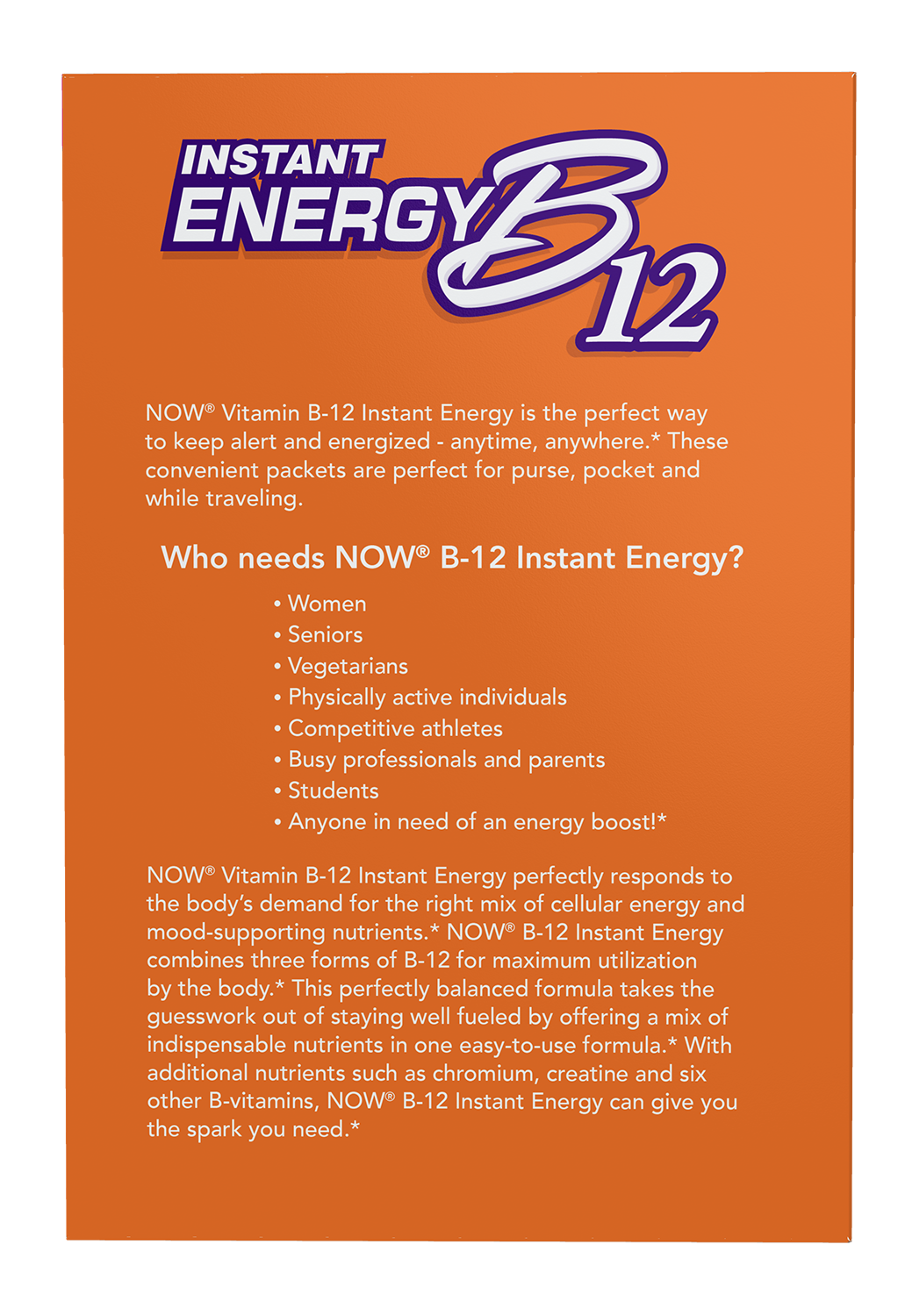 NOW Supplements, Instant Energy B-12 (2,000 mcg per packet), 75 Packets