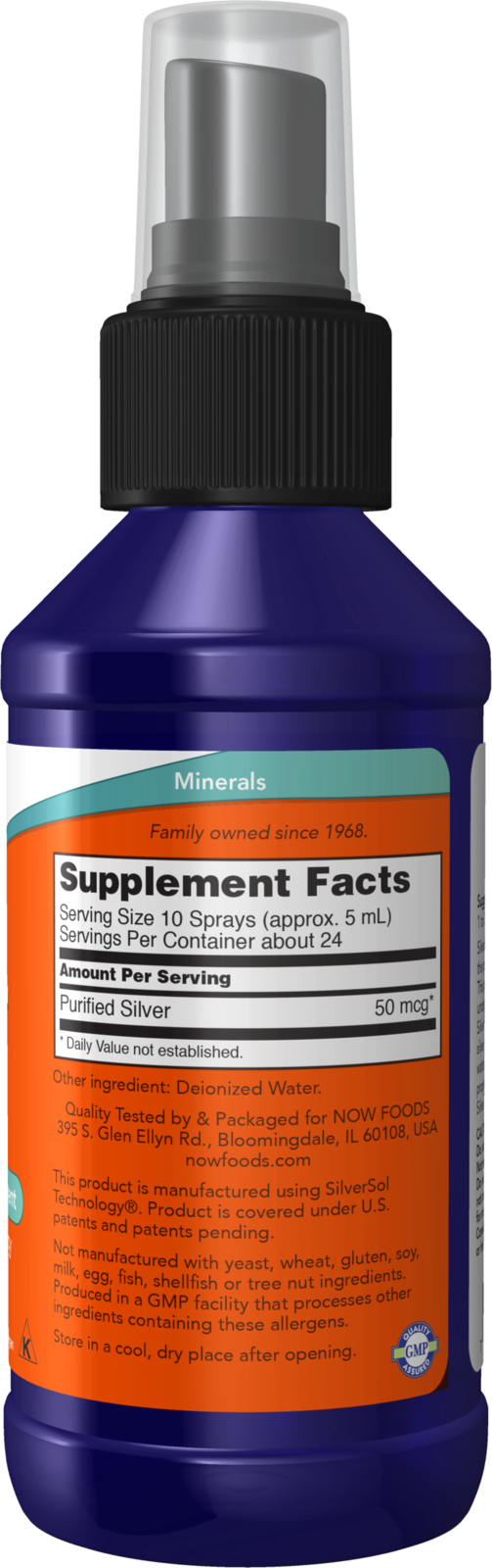 NOW Supplements, Silver Sol 10 PPM, Elemental Silver, Deionized, 4 fl oz