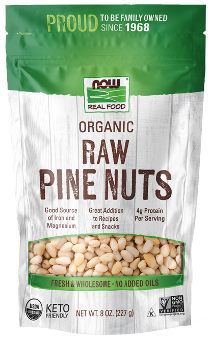 NOW Foods, Certified Organic Pine Nuts, Raw, Good source of Iron, 8 oz