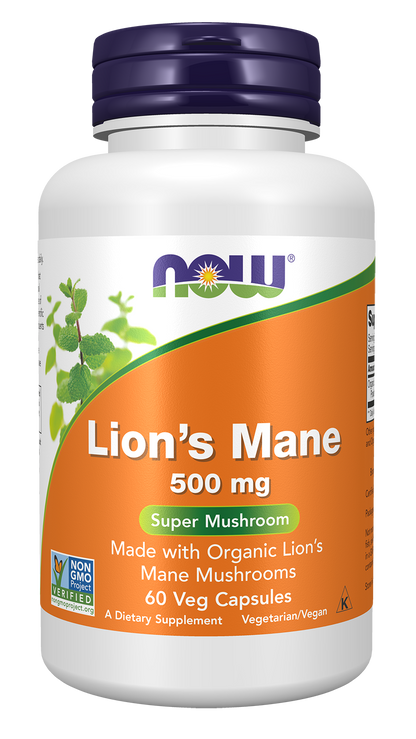 NOW Supplements, Lion's Mane 500 mg, Super Mushroom, 60 Veg Caps