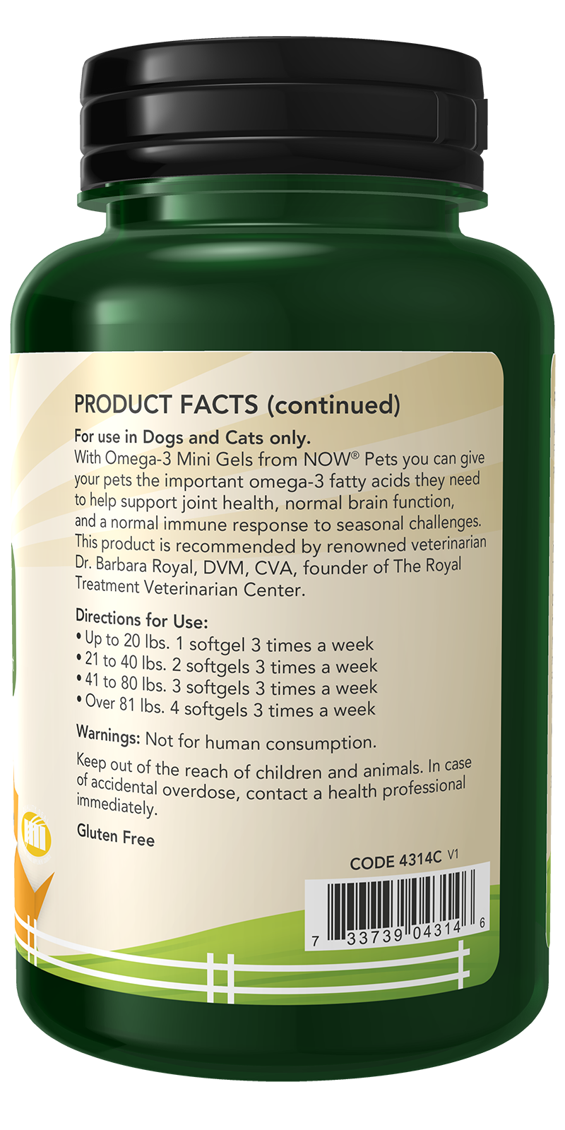 NOW Pet Health, Omega 3 Mini Gels Supplement, Cats & Dogs, 150 Softgels