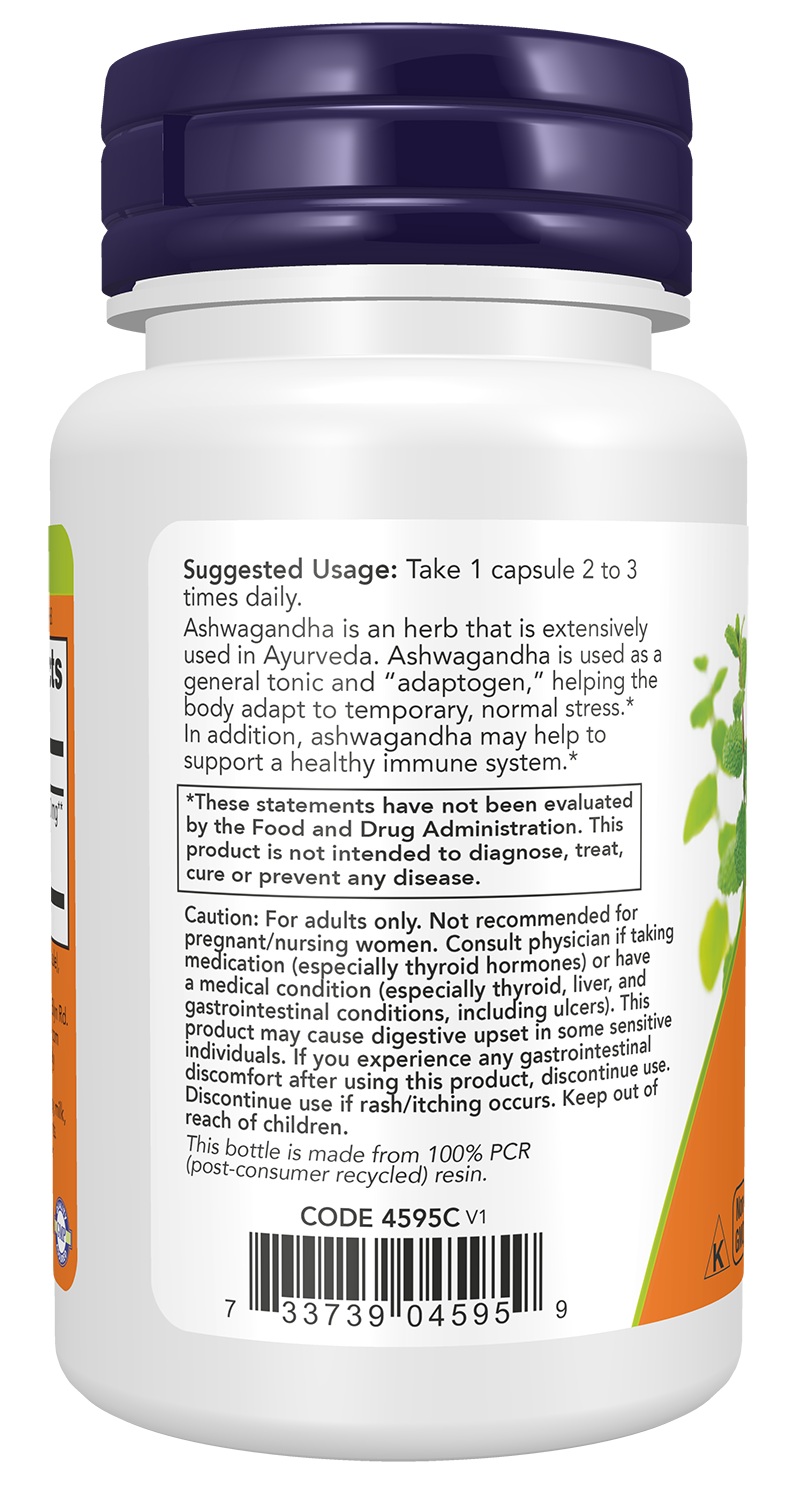 NOW Supplements, Ashwagandha (Withania somnifera) 450 mg (Standardized Extract), 30 Veg Capsules