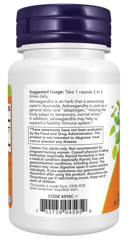 NOW Supplements, Ashwagandha (Withania somnifera) 450 mg (Standardized Extract), 30 Veg Capsules