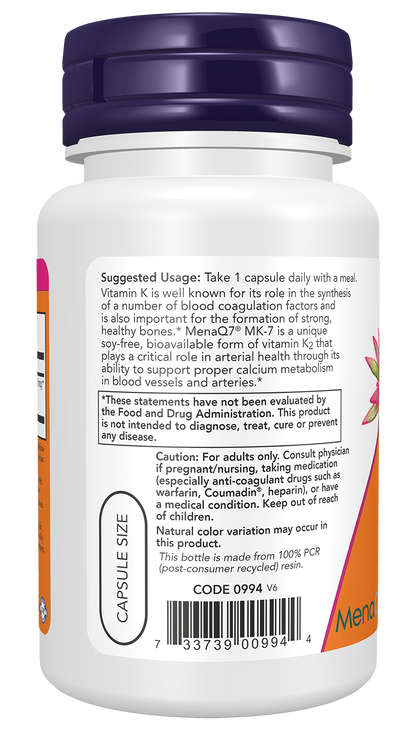 NOW Supplements, Vitamin K2 (MK-7) 300 mcg, Extra Strength, 60 Veg Caps
