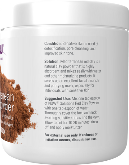 NOW Solutions, Mediterranean Red Clay Powder, Sensitive Skin Mask, 14 oz