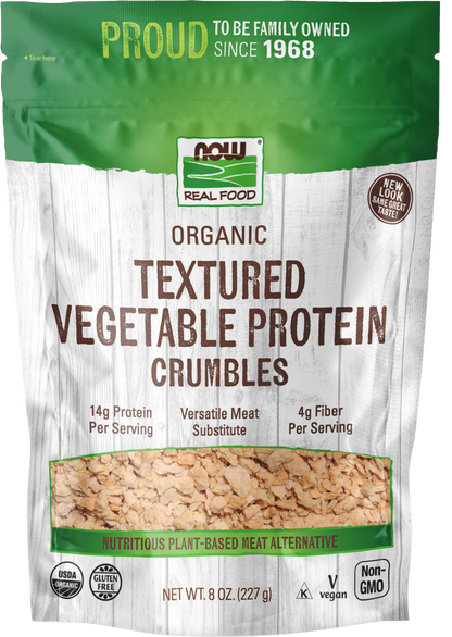 NOW Foods, Organic Textured Vegetable Protein Granules, Versatile, 8 oz