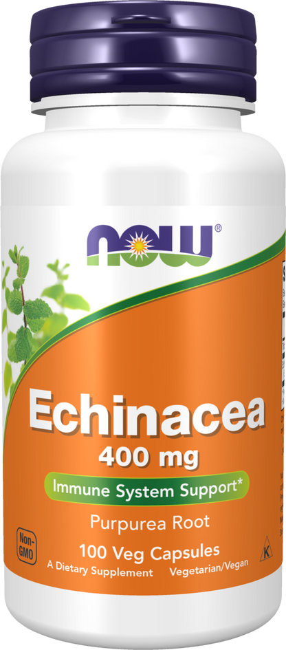 NOW Supplements, Echinacea 400 mg, Immune System Support*, 100 Veg Caps