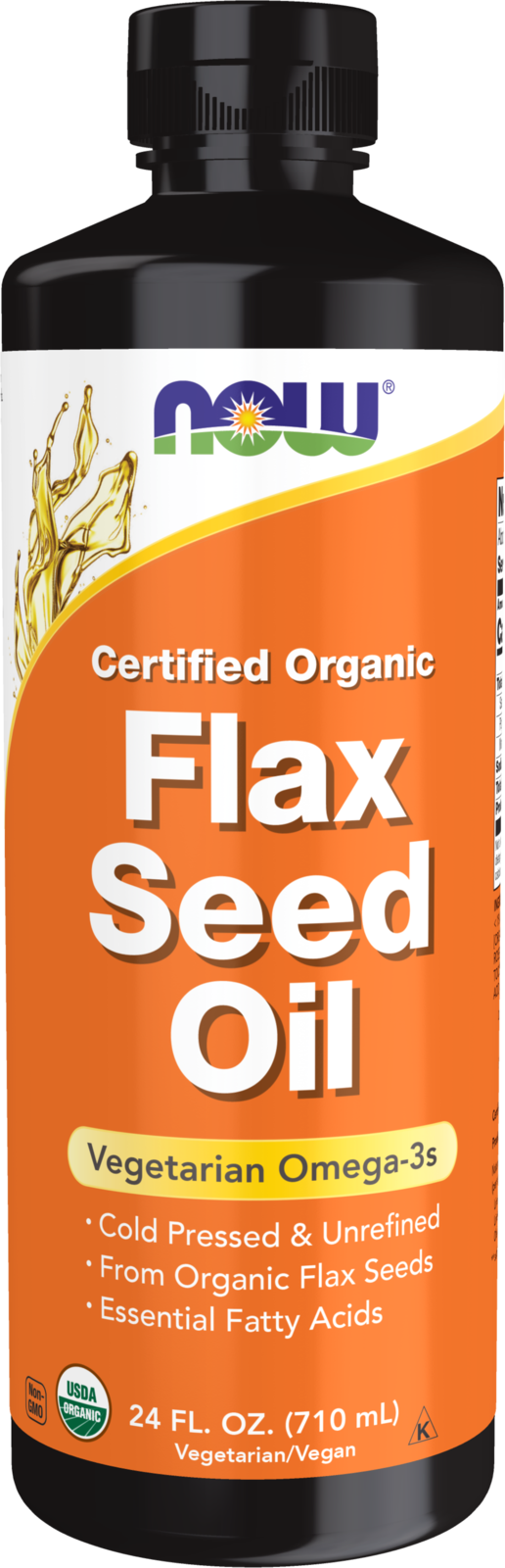 NOW Supplements, Organic Flax Seed Oil Liquid, Unrefined, 24 fl. oz