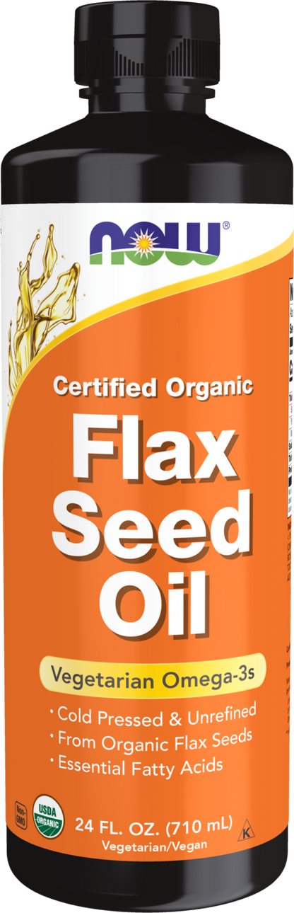 NOW Supplements, Organic Flax Seed Oil Liquid, Unrefined, 24 fl. oz