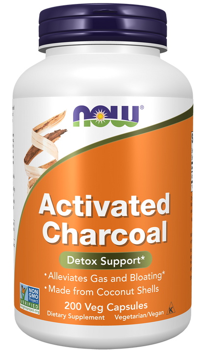 NOW Supplements, Activated Charcoal from Coconut Shells, 200 Veg Caps