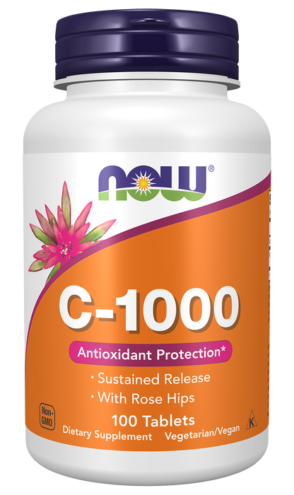 NOW Supplements, Vitamin C-1,000 w/ Rose Hips, Sustained Release, 100 Tabs