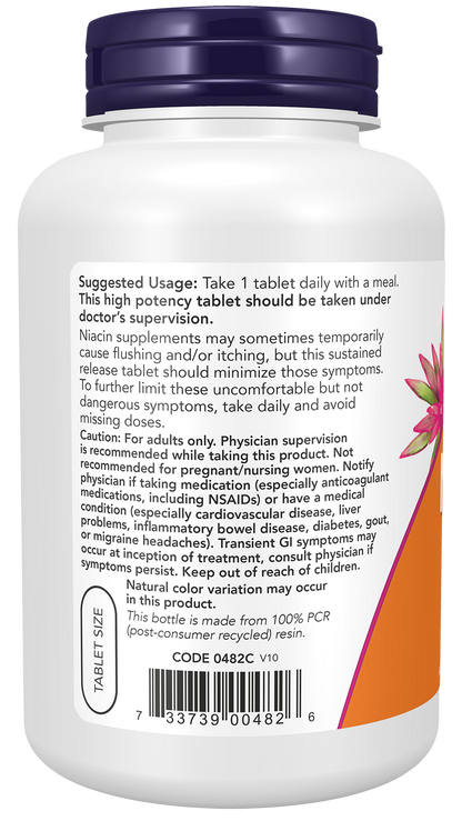NOW Supplements, Niacin (Vitamin B-3) 500 mg, Sustained Release,250 Tabs