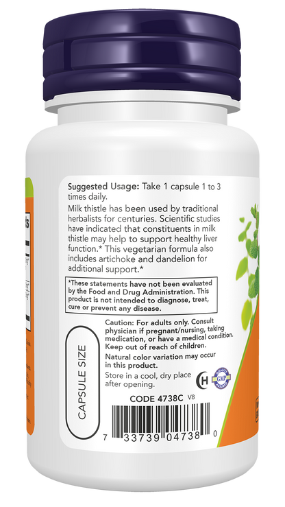 NOW Supplements, Milk Thistle Extract 300 mg Silymarin 240 mg, 50 Veg Caps