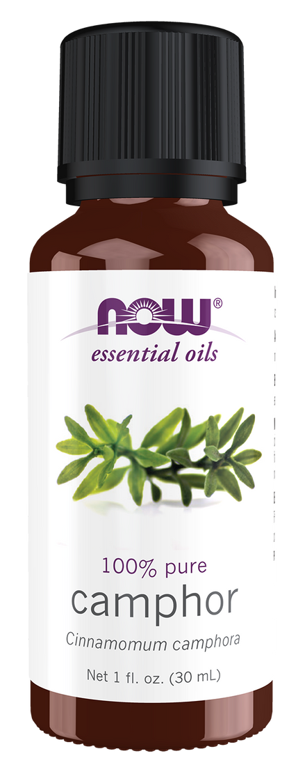 NOW Essential Oils, Camphor Oil, Undiluted, Fractionated Distil., 1 fl. oz