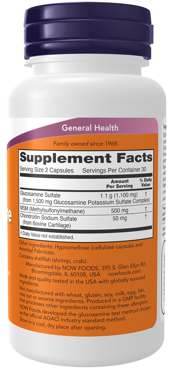 NOW Supplements, Glucosamine & MSM plus Chondroitin Sulfate, 60 Veg Caps