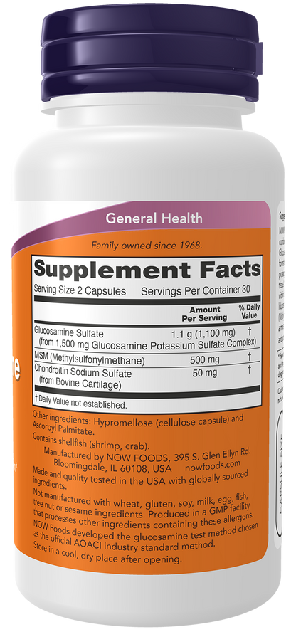 NOW Supplements, Glucosamine & MSM plus Chondroitin Sulfate, 60 Veg Caps