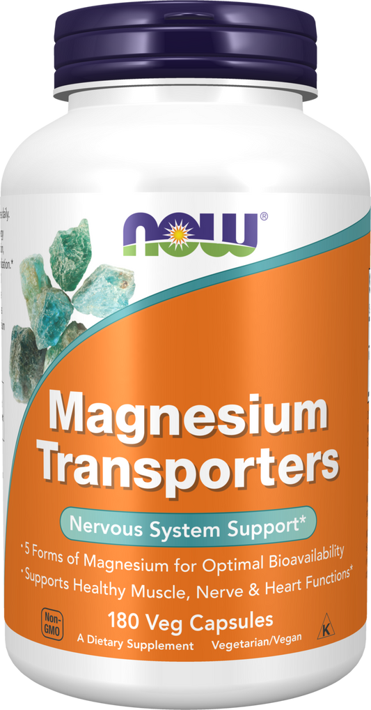 NOW Supplements, Magnesium Transporters, 5 Forms Magnesium, 180 Veg Caps